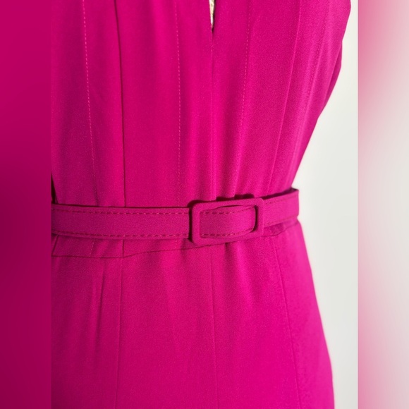 Belle Badgley Mischka Arya Fuchsia Keyhole Halter A-Line Midi Dress Size 10 NWT - Picture 5 of 11